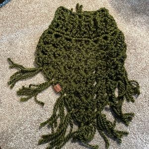 Bohemian hand knit fringe scarf